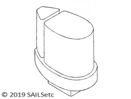 The mast heel fitting, item 39-GSM. It has a rectangular tongue on the base to engage in the mast step.