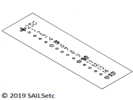 The strip of degree markers. Zero to 10 degrees or zero to 15 degrees. The markings are black, re or white on a clear background.