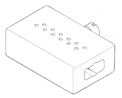 The drill block for SAILSetc section boom - for 3.5 mm spaced holes on one side and 4.5 mm on the other.