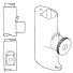 Detail of wire headsail sheet fairlead. Use the holes that are provided in the gooseneck body to add a loop of 1.5 mm diameter wire.