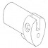 The headsail boom fore end fitting, item 101-GSM. The transverse hole takes a screw to attach the forestay. The fore and aft hole is for the counterbalance weight. There is provision for a locking screw on the underside.
