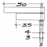 The dimensions of the combined units. The mast head is about 21 mm above the head of the sail.  Note the socket fits a 4 mm ID mast tube.