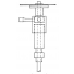 A side view of the set up. The upper bearing, item 069-040, has to be added after the retainer and tiller am are put in place and keeps them located when the rudder is removed.